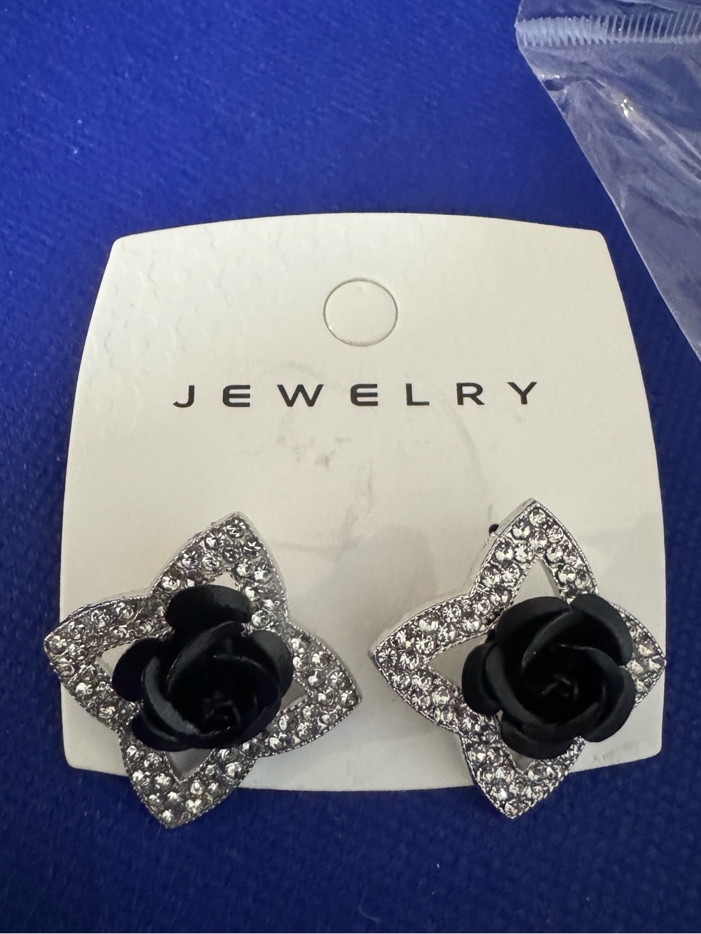 Chloe Accessory Classy/Punk/Gothic Rose Crystal Open-Frame Stud Earrings - NWT